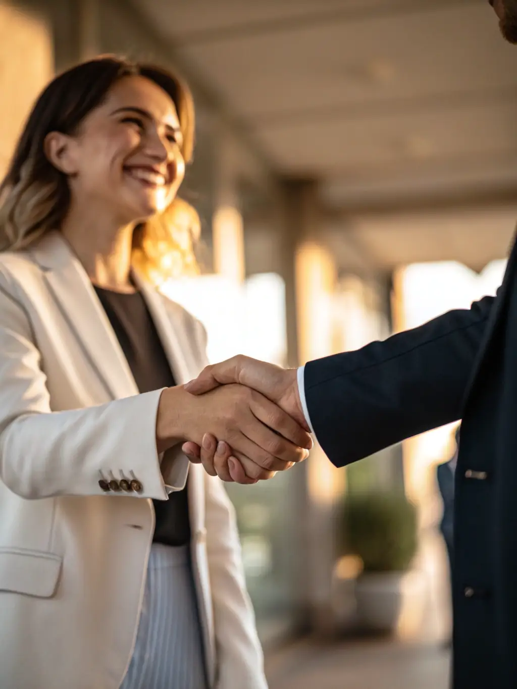 A handshake between a Prime Flip Homes representative and a property owner, symbolizing a finalized cash offer agreement.