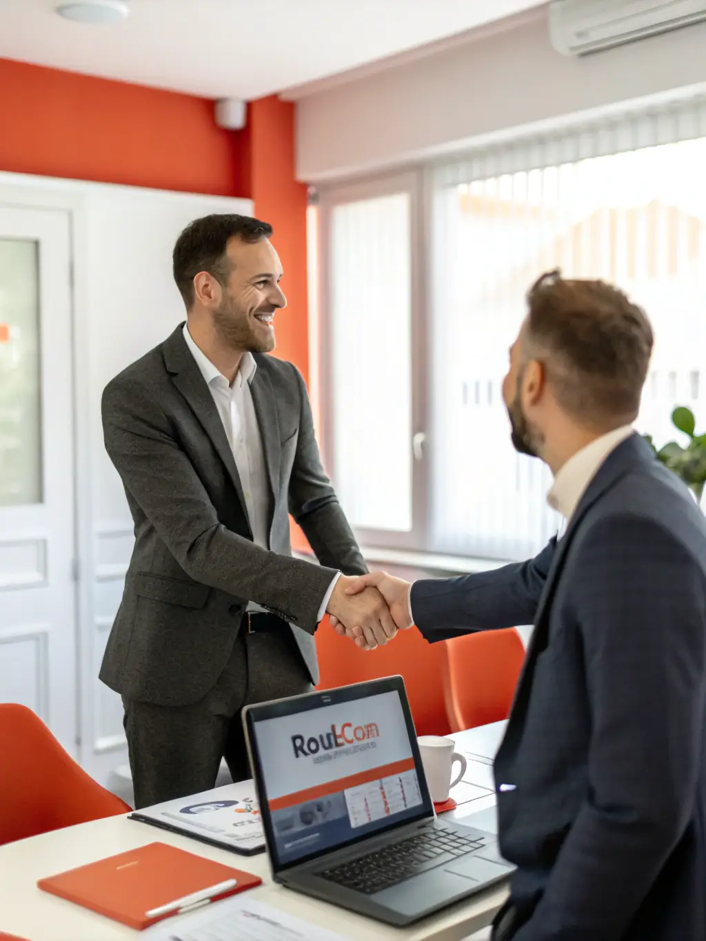 An image of a realtor shaking hands with a Prime Flip Homes representative, emphasizing the partnership and collaborative approach.